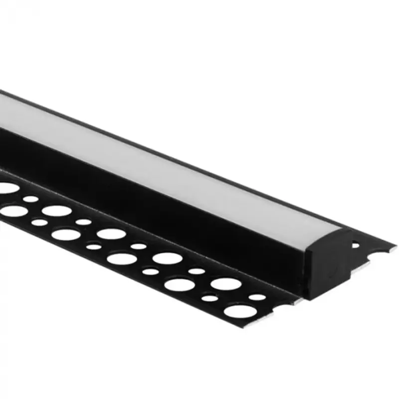 Legnépszerűbb Alumínium profil, felületre szerelt, Fekete, LED-hez, KARTON / GIPSZ lapokhoz, 2m, Opal diffúzorral és Ecolight végzárókkal