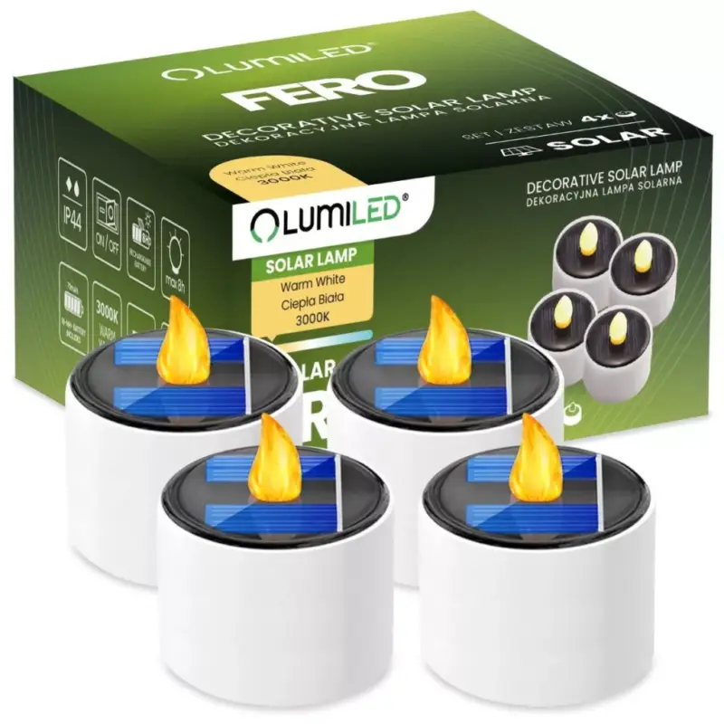 4x LED napelemes kerti lámpa 3000K IP44 gyertyaláng FERO LUMILED Legkelendőbb