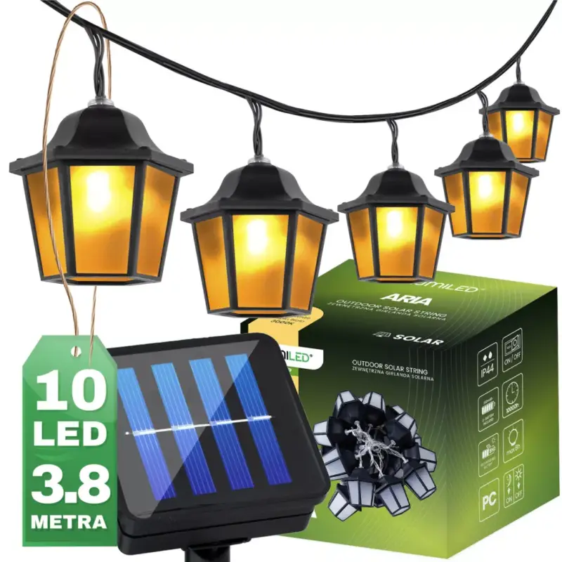 Kihagyhatatlan ajánlat Kerti napelemes füzér 10x LED lámpás 3,8 m 3000K meleg ARIA LUMILED