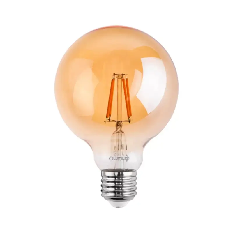 Outlet Dekoratív gömb alakú LED izzó E27 G125 7W = 60W 806lm 2000K meleg 360°-os izzószál LUMILED Globe borostyán