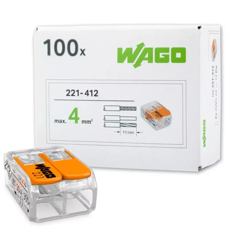 100x WAGO gyorscsatlakozó beépítési csatlakozó 221-412 KÁBELE 2x0,2-4mm Árcsökkenés