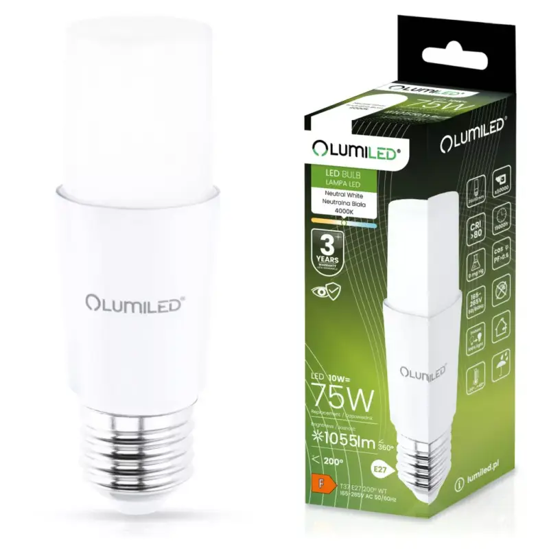 LED izzó E27 10W = 75W 1055lm 4000K Neutral Stick LUMILED Legjobb ár