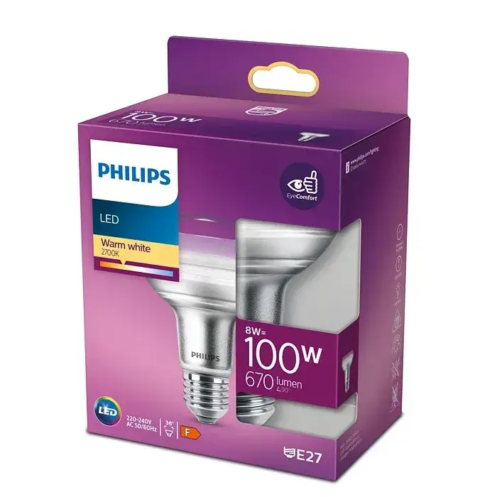 LED izzó E27 R80 8W = 100W 735lm 2700K Meleg 36° PHILIPS Ajánlat