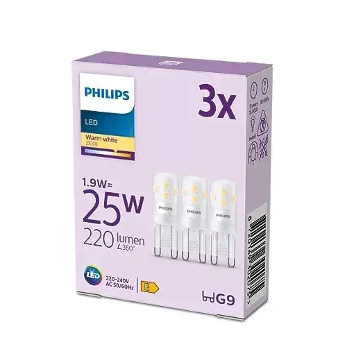 Outlet 3x LED izzó G9 KAPSZULA 1.9W = 25W 220lm 2700K Meleg PHILIPS