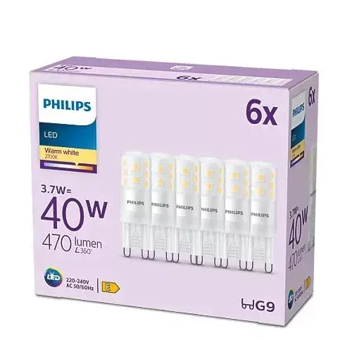 6x LED izzó G9 KAPSZULA 3.7W = 40W 470lm 2700K Meleg PHILIPS Gyors szállítás