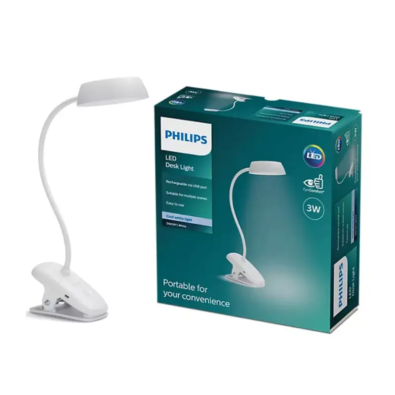 LED asztali lámpa DONUTCLIP 3W 4000K szabályozható USB fehér bilinccsel PHILIPS Legkelendőbb