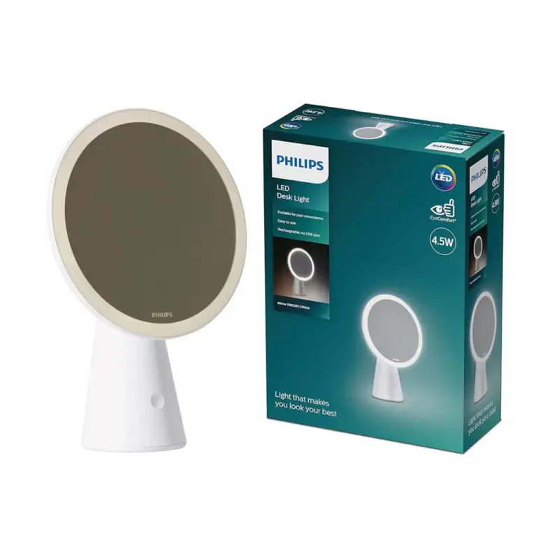 Népszerű Asztali lámpa asztali tükör LED 4,5 W CCT fényerőszabályozható USB fehér PHILIPS