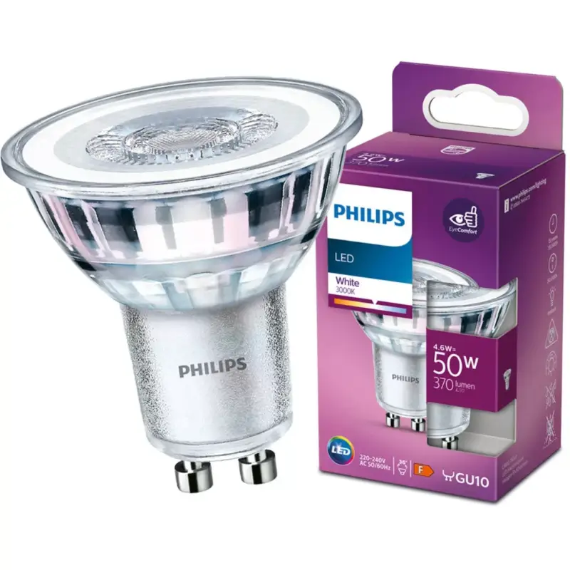 LED izzó GU10 4.6W = 50W 370lm 3000K Meleg 36°-os spotlámpa PHILIPS Expressz szállítás