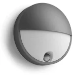 Vedd meg most LED kerti lámpa homlokzati fali lámpa CAPRICORN IR 6W 2700K IP44 kerek mozgásérzékelővel antracit PHILIPS