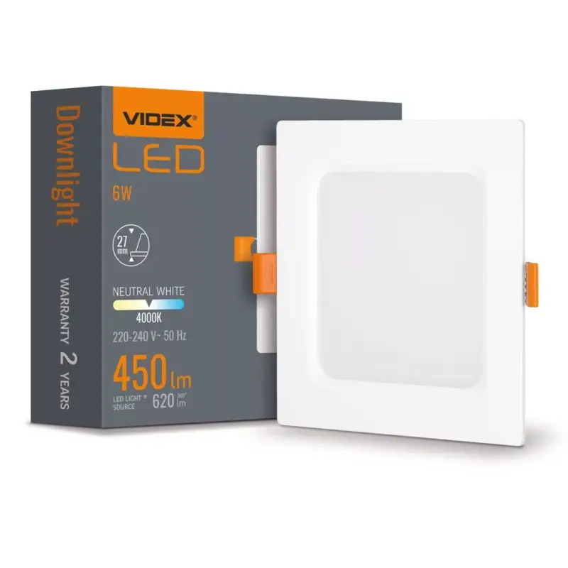 Legkelendőbb LED panel süllyesztett lámpatest 6W 620lm 4000K semleges fehér Videx