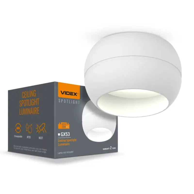 Biztonságos fizetés Felületre szerelhető lámpatest SPOT Mennyezeti lámpa White Spot 1x GX53 Videx