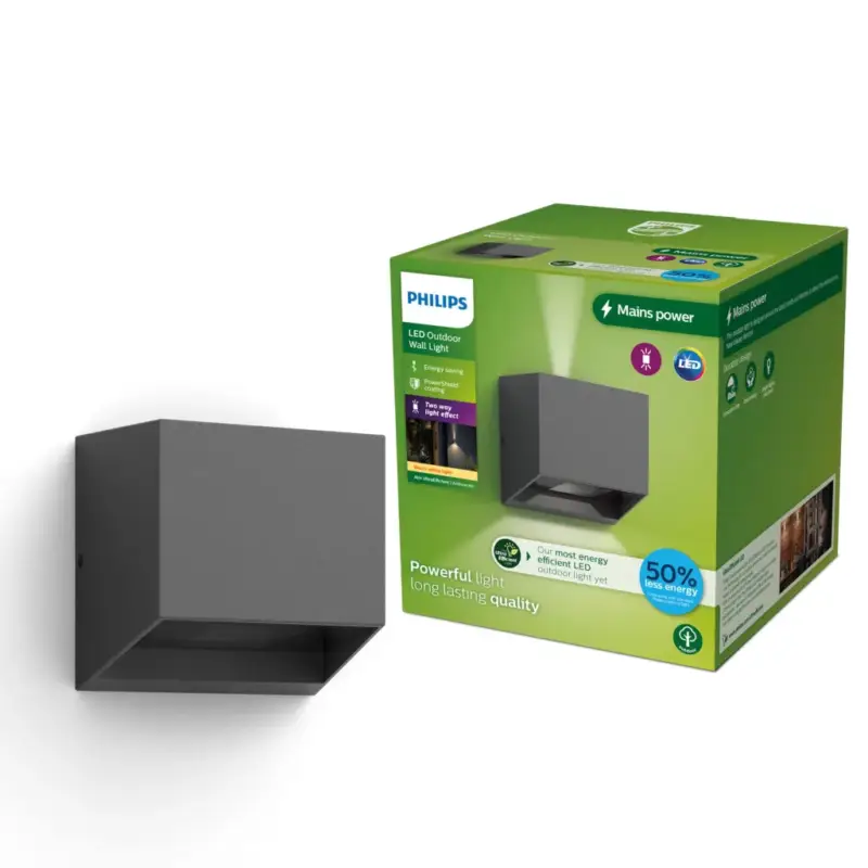Kerti fali lámpa kültéri LED homlokzati lámpa 4.3W 800lm 2700K IP44 Antracit Alix Ultra Hatékony Philips Ajánlat
