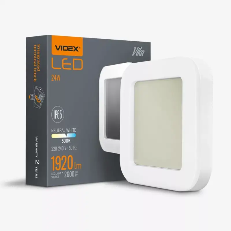 Bestseller Kültéri lámpa mennyezeti LED lámpatest 24W 2600lm 5000K Hideg IP65 Fehér Videx