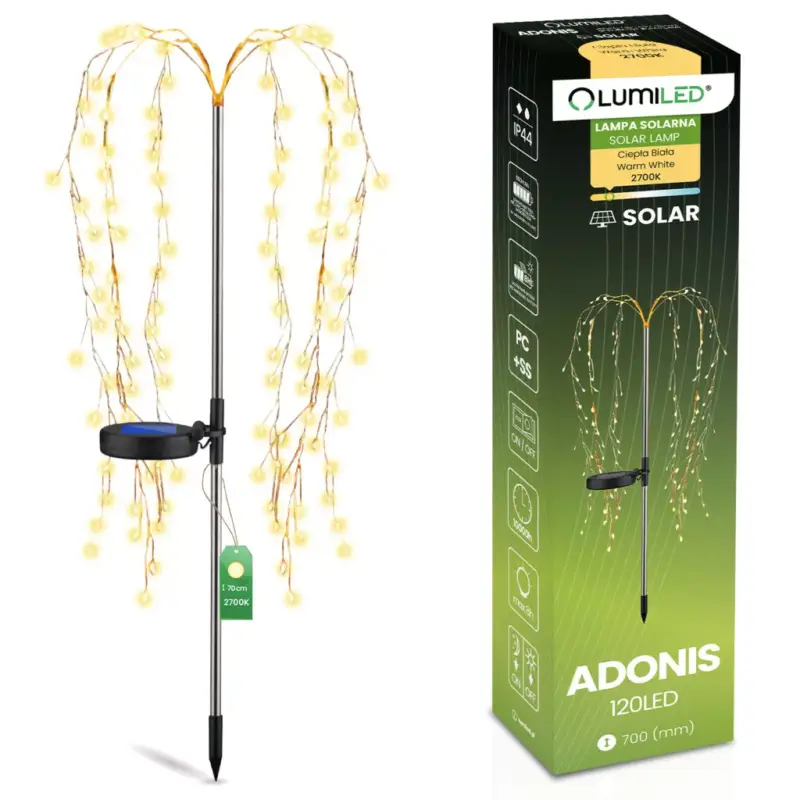 Kedvezményes ár Napelemes kerti lámpa LED ADONIS 3000K hajtott dekoratív fa LUMILED