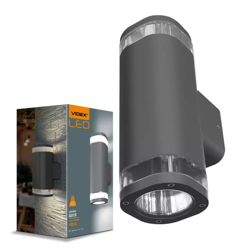 Gyors szállítás Kerti Fali lámpa Homlokzati Kültéri IP54 2x GU10 Szürke BRUNO Videx