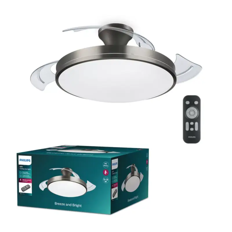 Mennyezeti lámpa Mennyezeti ventilátor LED 28+35W 4500lm 2700-5500K Nikkel Atlas Philips Expressz szállítás