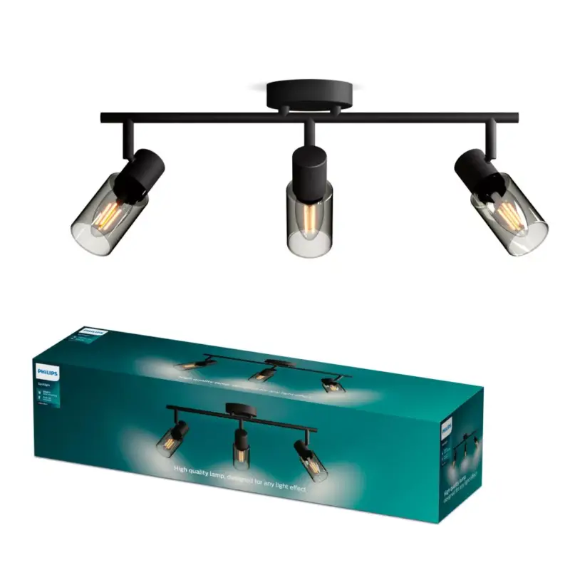 Prémium Mennyezeti lámpa Spotlámpa 3x E14 Palms Fekete Philips