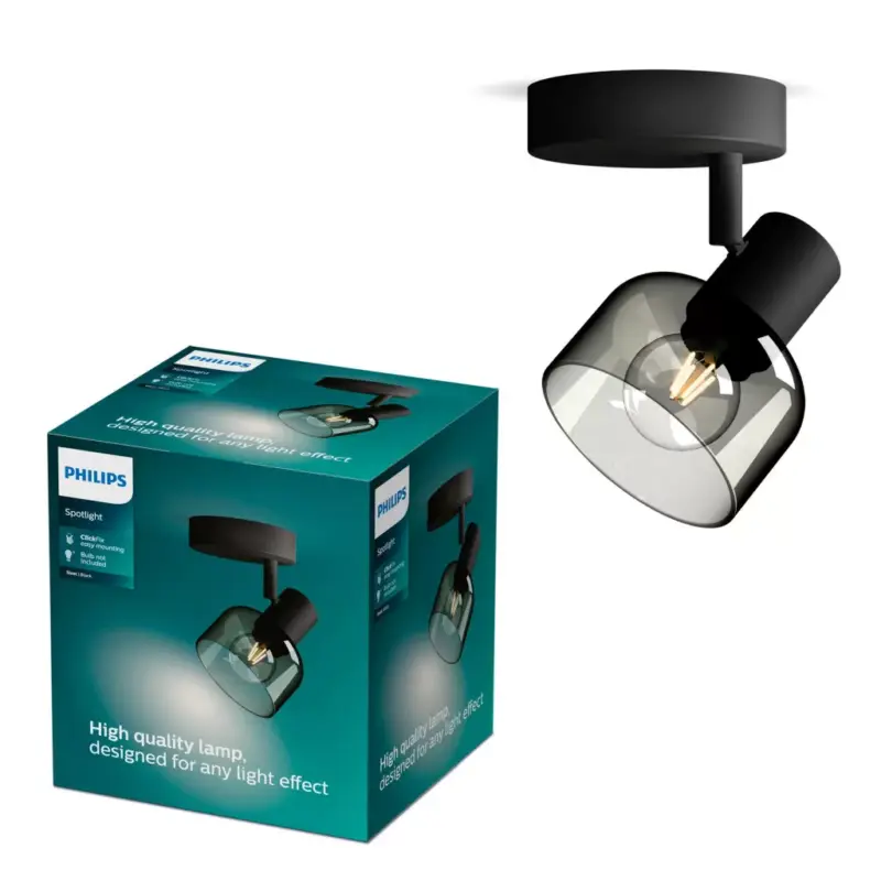 Akciós ár Mennyezeti fali lámpa lámpatest E14 LED, fekete Sleet Philips