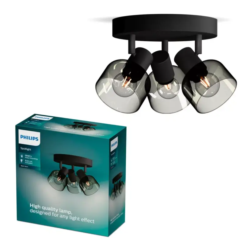 Mennyezeti lámpa Spotlámpa Mennyezeti lámpa 3x E14 LED Fekete Sleet Philips Ne maradj le