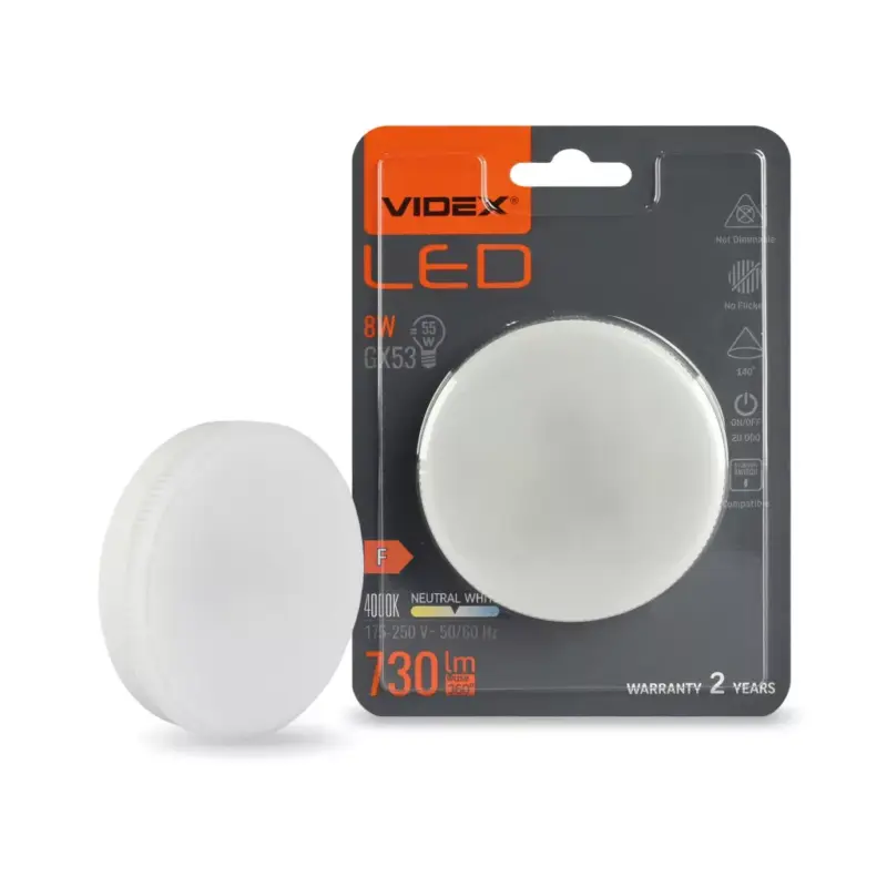 Legjobb ár GX53 LED izzó spotlámpa 8W = 55W 730lm 4000K semleges 140° Videx