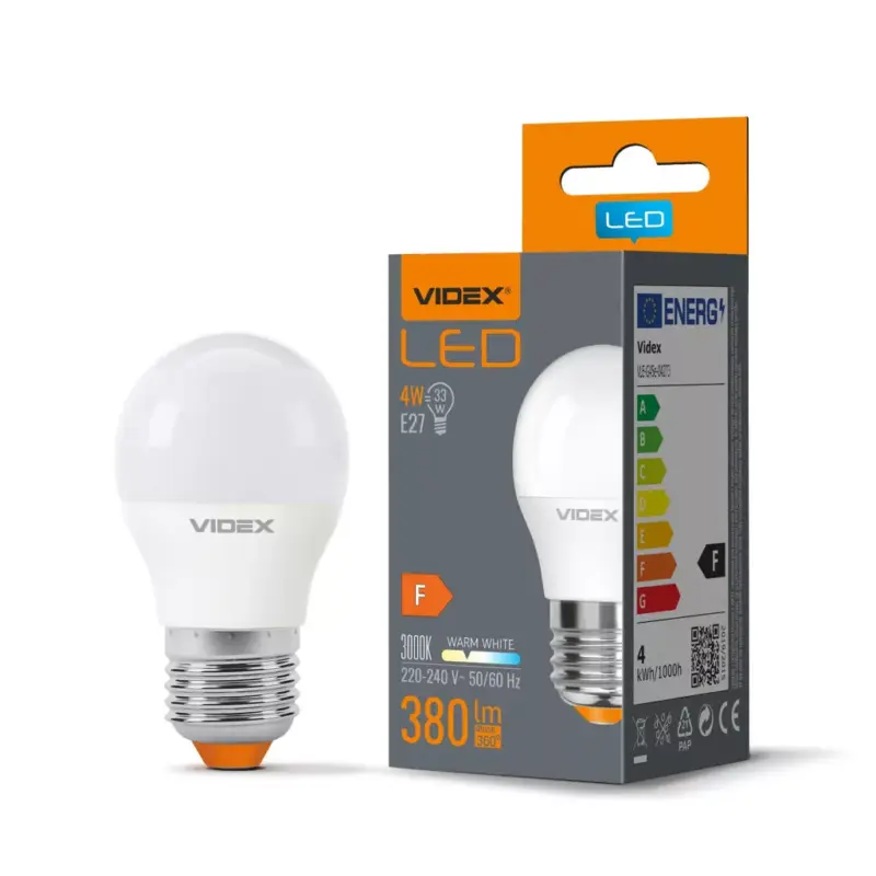 LED izzó E27 G45 Ball 4W = 33W 380lm 3000K Meleg 240° Videx Vedd meg online