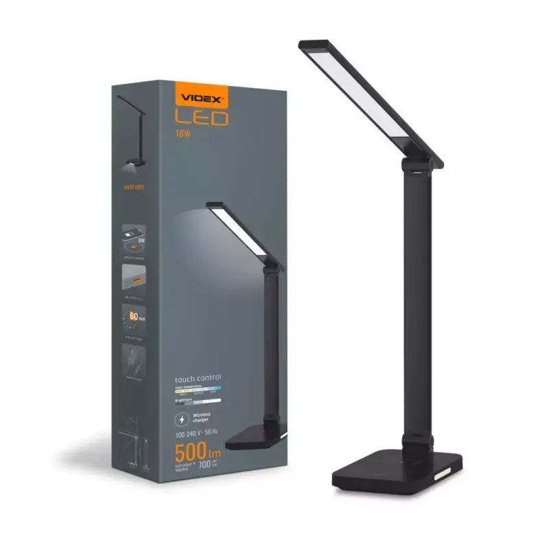 Akciós ár LED asztali lámpa 18W 700lm 6500K Cool Black szabályozható Videx