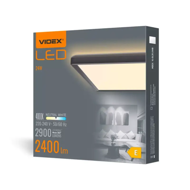 LED mennyezeti lámpa felületre szerelt 22W 2900lm 4000K semleges fekete Videx Kedvezményes ár