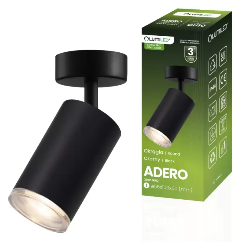 Falikar mennyezeti lámpa LED Spotlámpa GU10 IP44 ADERO Fekete Lumiled Expressz szállítás