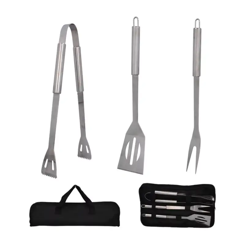 Vásárlói kedvenc db-os grillsütő kiegészítő készlet, spatula, fogó, villa + tok