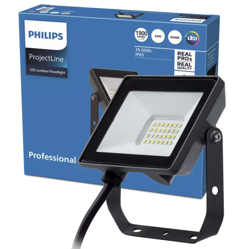 LED reflektor lámpa reflektor 20W 1900lm 6500K IP65 fekete ProjectLine Philips Szuper ajánlat