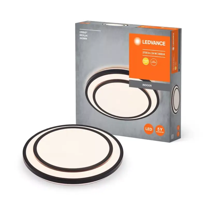 Vedd meg most LED Mennyezeti Lámpa Felületre Szerelhető 24W 1450lm 3000K Meleg Fehér 39cm Orbis Fekete Ledvance
