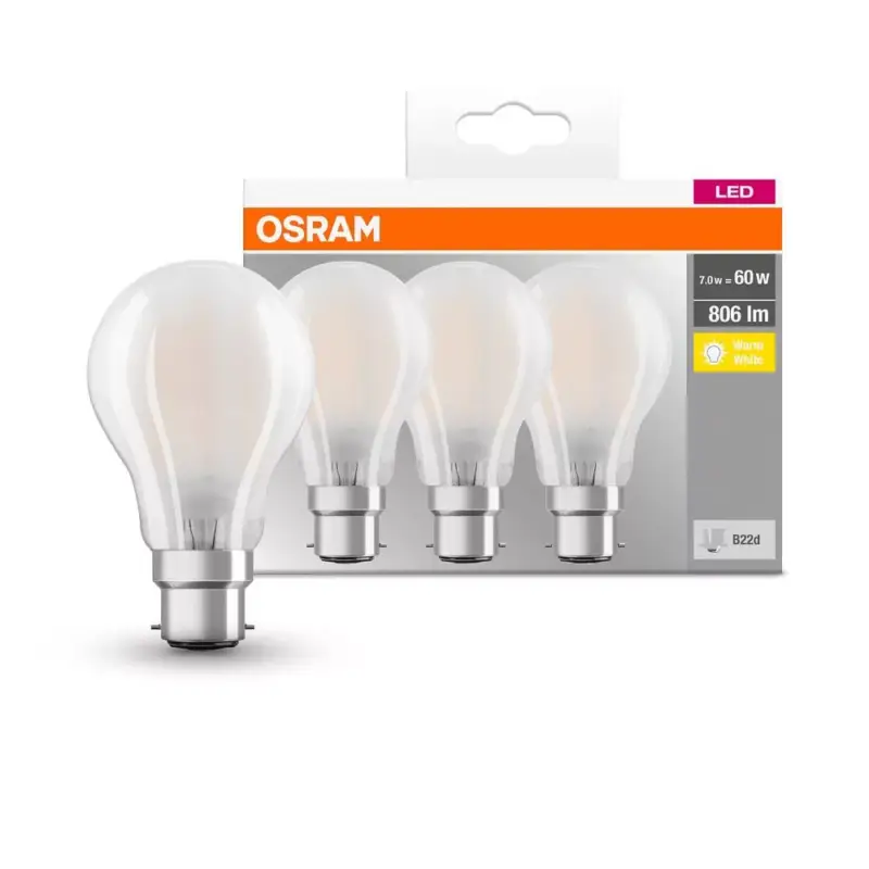 Vedd meg online 3x LED izzó A60 B22d 6.5W = 60W 806lm 2700K Meleg 300°-os foglalat Osram