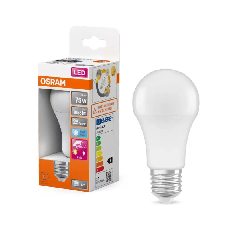 LED izzó A60 E27 10W = 75W 1055lm 4000K Semleges 200° Mozgás- és alkonyérzékelővel CLASSIC Osram Legjobb ár