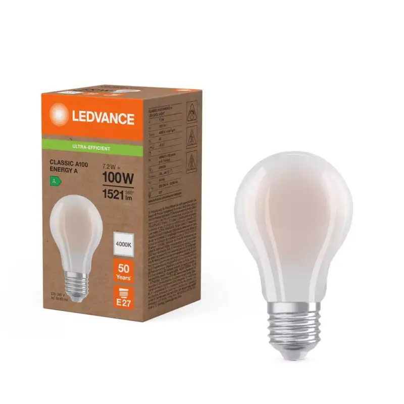 Újdonság LED izzó E27 A60 7.2W = 100W 4000K 1521lm Semleges 320° Ledvance