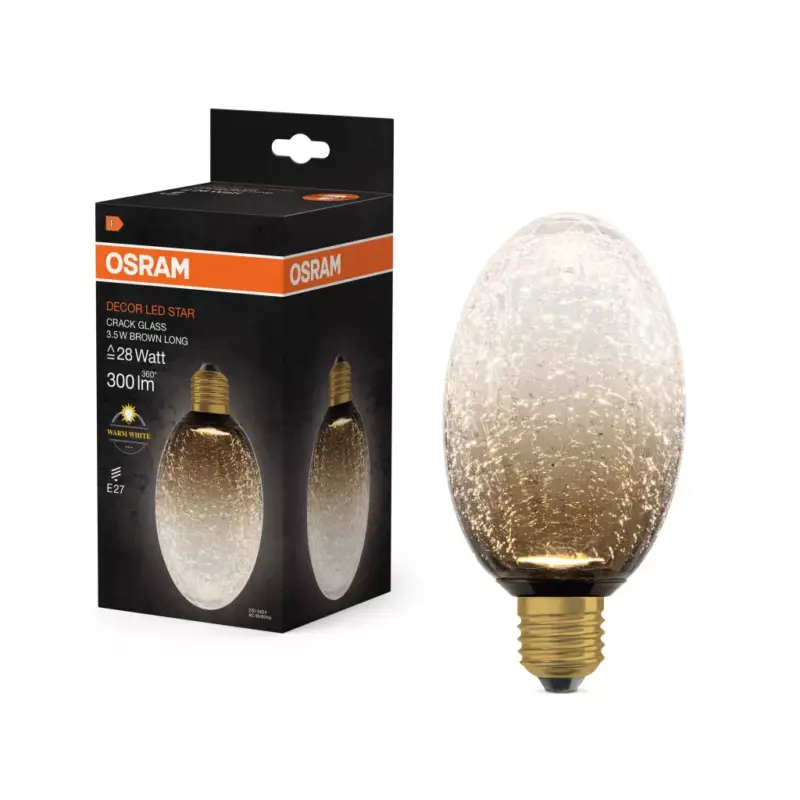 Vásárlói kedvenc E27 LED izzó ovális, fagyos, 3,5 W, 300 lm, 2700 K, meleg, dekoratív barna, Osram