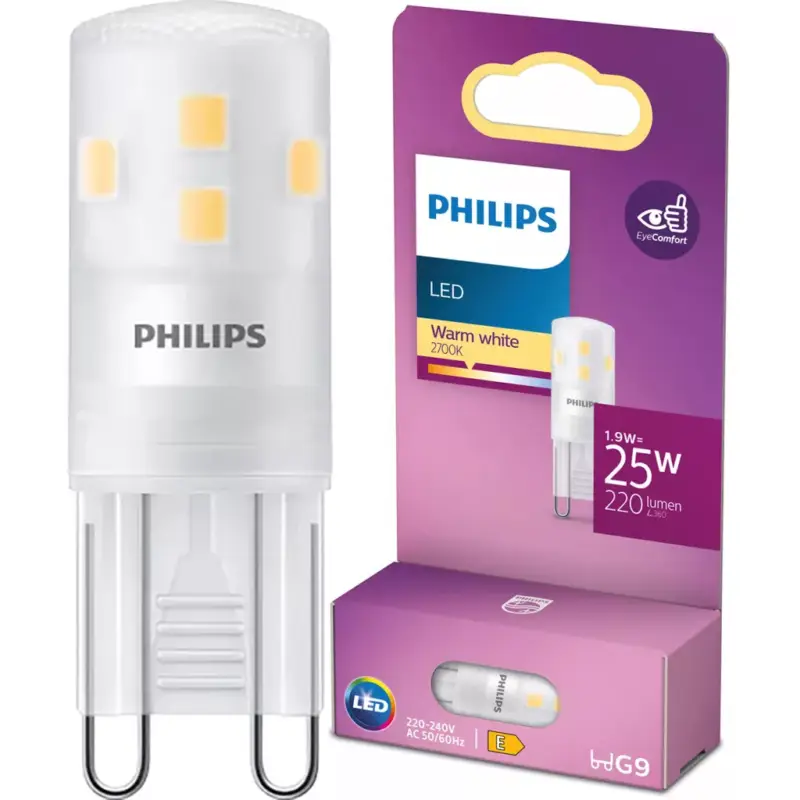 Gyors kiszállítás G9 LED kapszulaizzó 1,9 W = 25 W 220 lm 2700 K Meleg 320° Philips