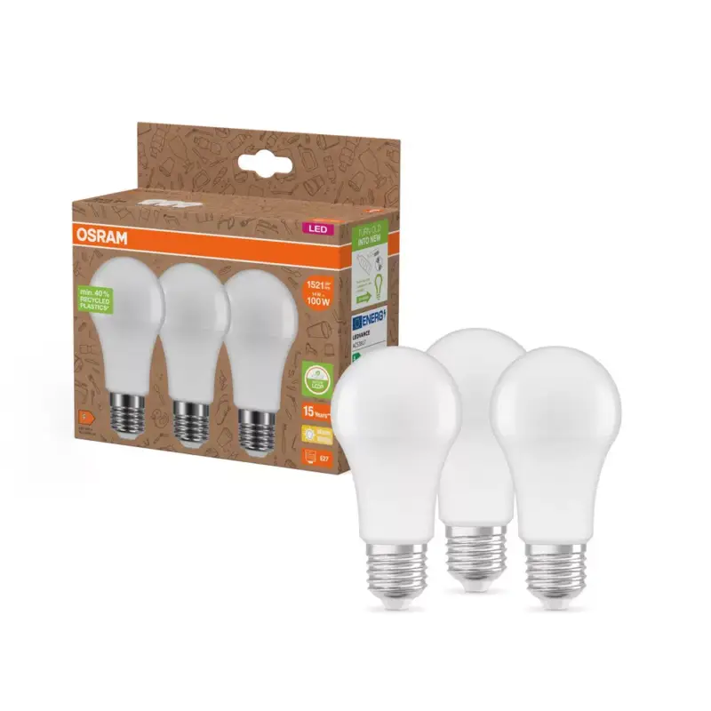 3x LED izzó A60 E27 14W = 100W 1521lm 2700K Meleg 200° Osram PCR LÁMPÁK Árcsökkenés