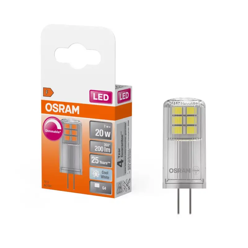 Csak ma LED kapszulaizzó G4 2W = 20W 200lm 4000K Semleges 12V 320° Szabályozható LED PIN Osram