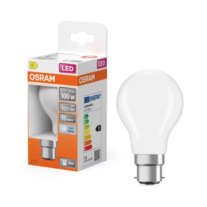 LED izzó A60 B22d 11W = 100W 1521lm 4000K Semleges 300° Retrofit Filament CLASSIC Osram Akció