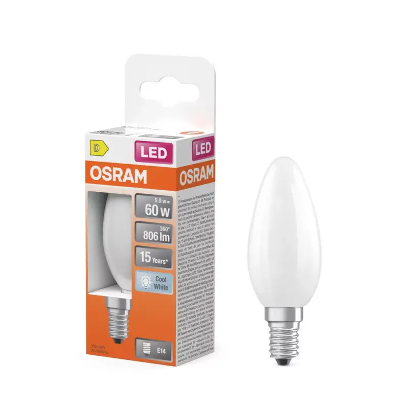 Azonnal elérhető LED izzó B35 gyertya E14 5.5W = 60W 806lm 4000K semleges 300° Retrofit Filament CLASSIC Osram