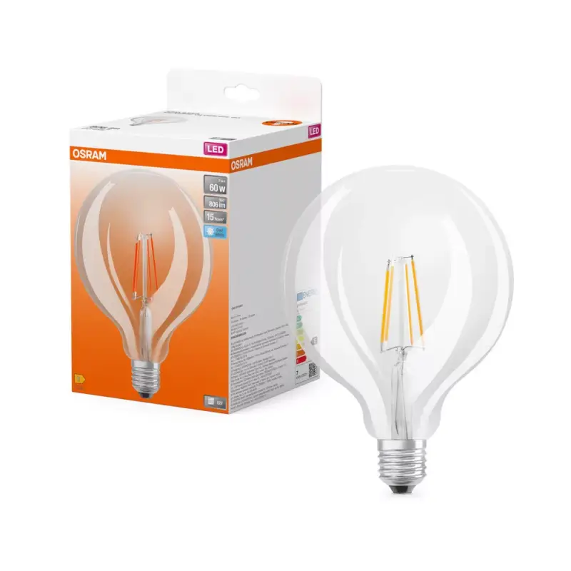 LED izzó G125 gömb alakú E27 7W = 60W 806lm 4000K semleges 300° Retrofit Filament CLASSIC Osram Akciós ár