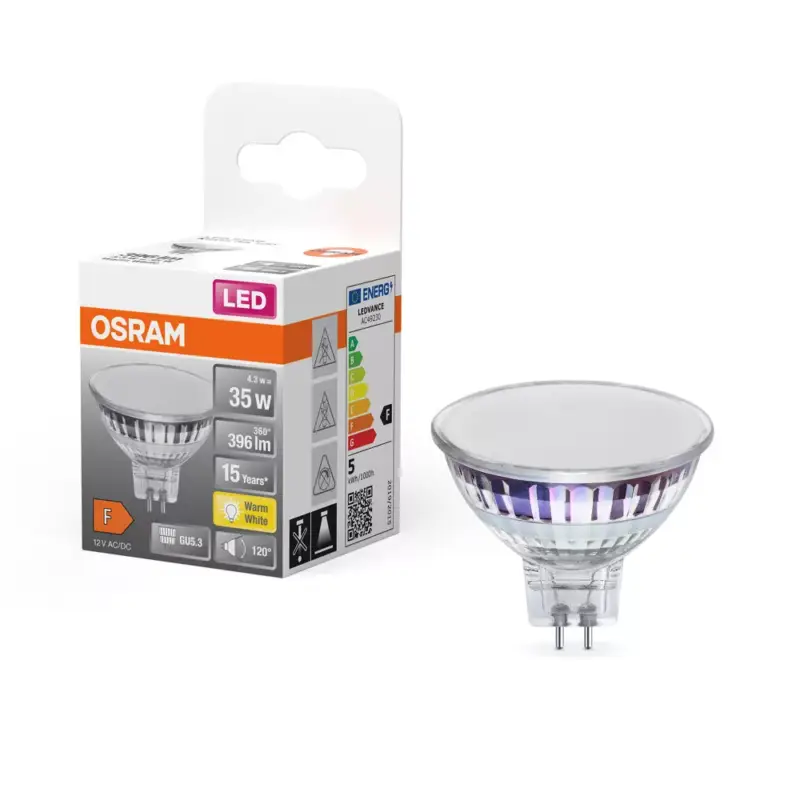 Szuper ajánlat LED izzó MR16 reflektor GU5.3 4.3W = 35W 396lm 2700K Meleg 12V 120° STAR Osram