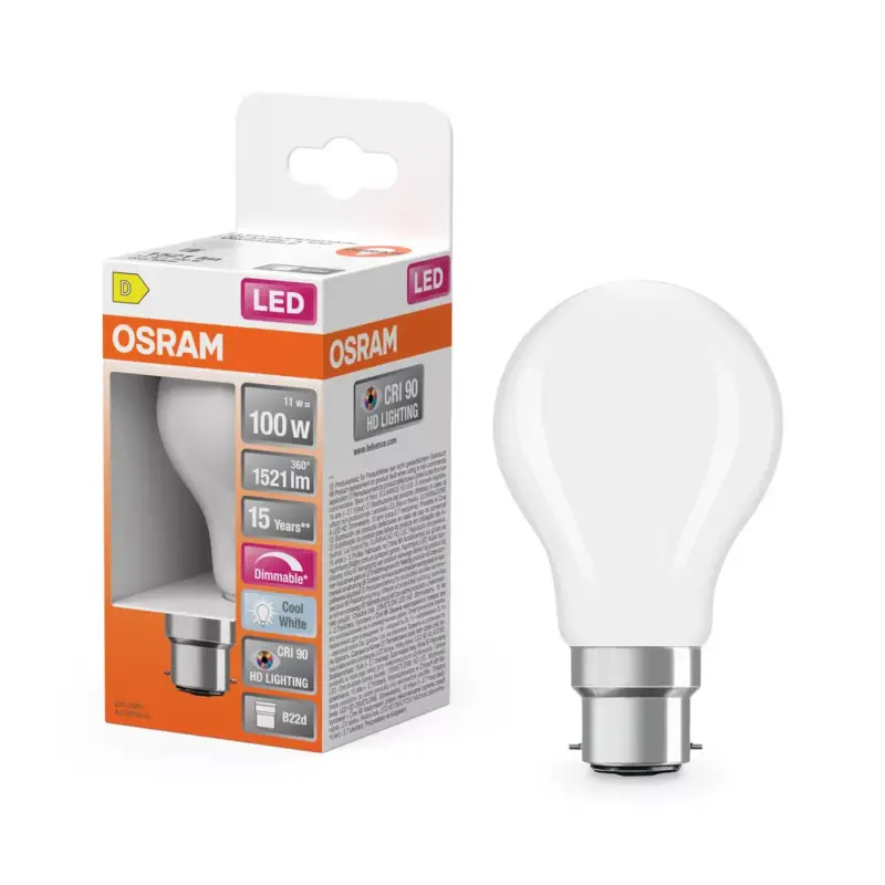LED izzó A60 B22d 11W = 100W 1521lm 4000K Semleges CRI90 300° Izzószálas, szabályozható fényerővel SUPERSTAR PLUS CLASSIC Osram Kihagyhatatlan ajánlat