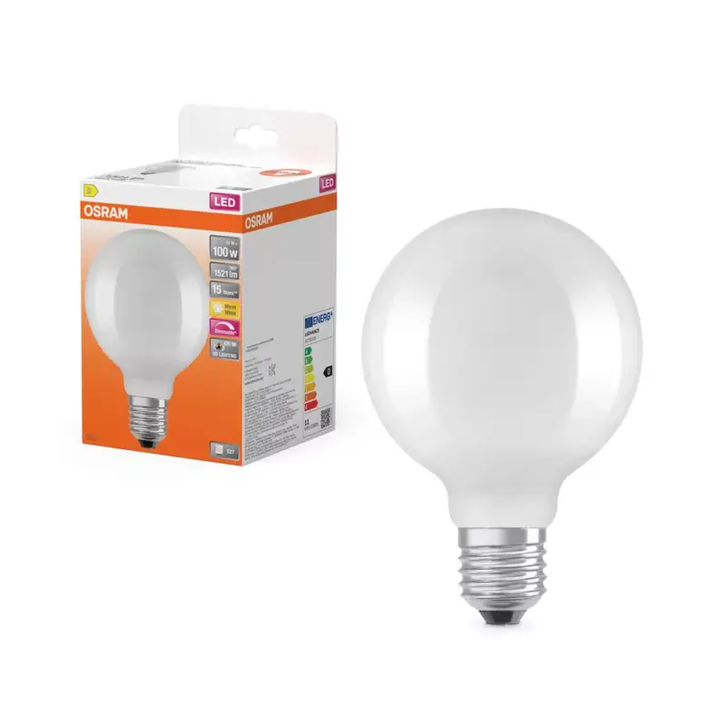 Prémium LED izzó G95 gömb alakú E27 11W = 100W 1521lm 2700K Meleg CRI90 300° Izzószálas, szabályozható fényerejű SUPERSTAR PLUS CLASSIC Osram