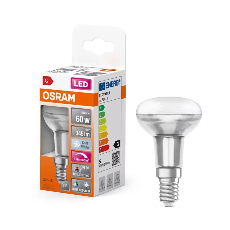 Árcsökkenés LED izzó R50 reflektor E14 4.8W = 60W 345lm 4000K Semleges CRI90 36° Szabályozható SUPERSTAR Osram