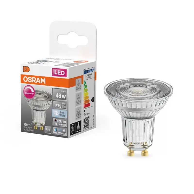 Biztonságos vásárlás LED izzó PAR16 reflektor GU10 6W = 46W 575lm 4000K Semleges CRI90 120° Szabályozható SUPERSTAR Osram