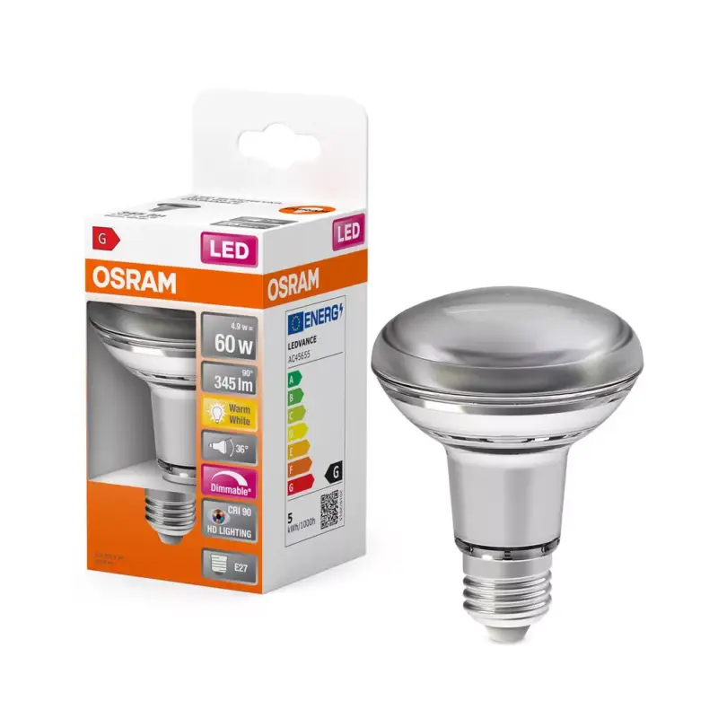 LED izzó R63 reflektor E27 4.9W = 60W 345lm 2700K Meleg CRI90 36° Szabályozható SUPERSTAR Osram Exkluzív ajánlat