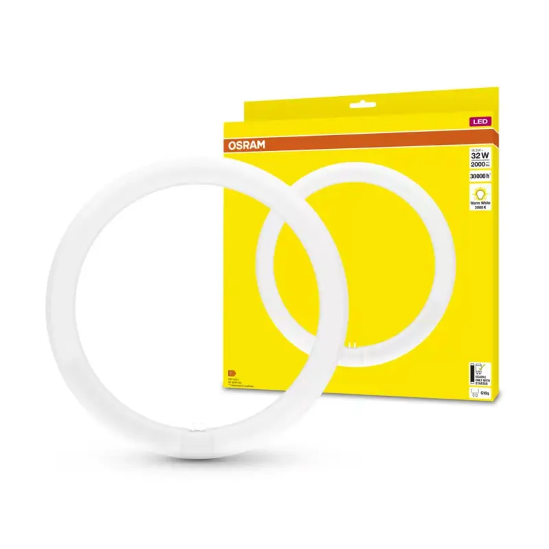 T9 LED fénycső, kör alakú, G10q, 18,3 W = 32 W, 2000 lm, 3000 K, meleg, 110°-os LED cső, EM, Osram Kihagyhatatlan ajánlat