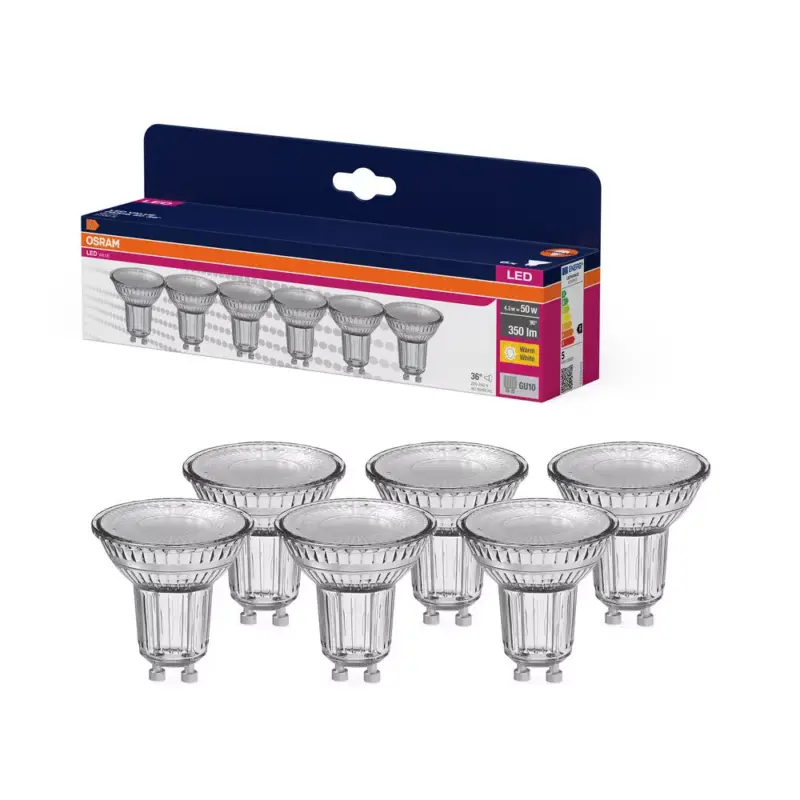 Újdonság 6x LED izzó PAR16 reflektor GU10 4.3W = 50W 350lm 2700K Meleg 36° VALUE Osram