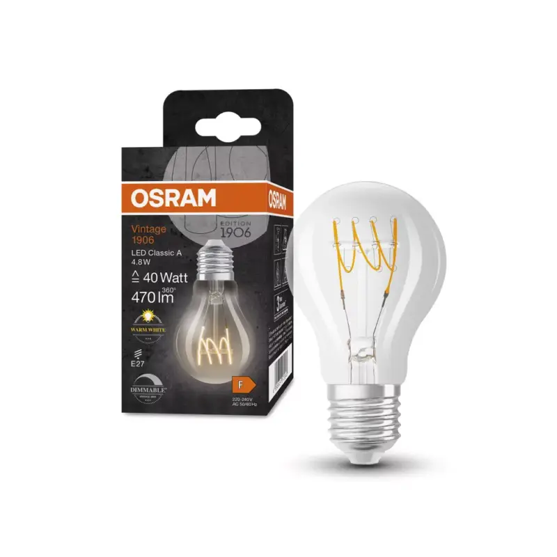 LED dekoratív izzó A60 E27 4,8 W = 40 W 470 lm 2700 K Meleg 320° Izzószálas, szabályozható fényerővel, Vintage 1906 Osram Kiárusítás